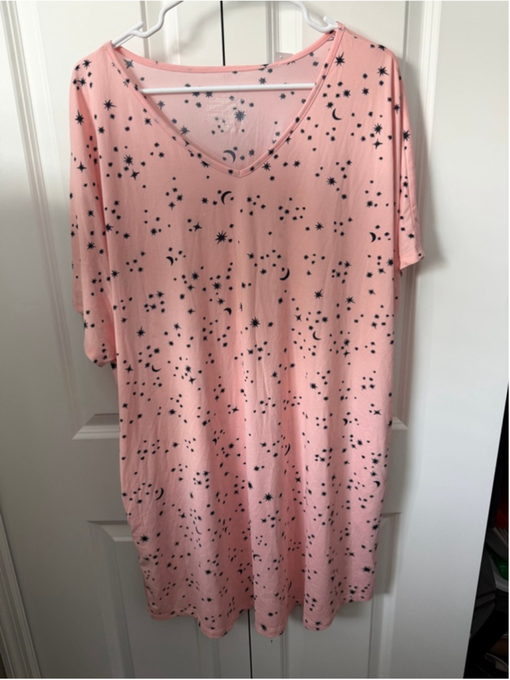 JOYSPUN Pink & Black Star Moon Pajama Dress 2X